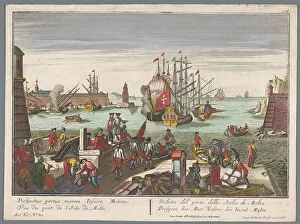 View of the harbour in Malta, 1742-1801. Creator: Anon