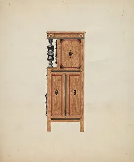 Martin Partyka Prints: Side View of Hartford Cupboard, c. 1936. Creator: Martin Partyka