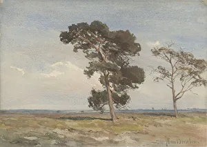 Heath Prints: View of the heath with two trees, c.1835-1892. Creator: Jan Willem van Borselen