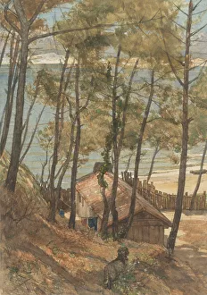 August Allebé Prints: View from a hill on a house on the Gulf of Arcachon, 1876. Creator: August Allebe