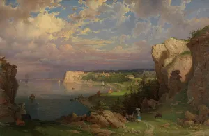 Visby Gotland Sweden Prints: View from Hogklint towards Visby, 1869. Creator: Johan Kristian Berger