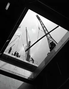 View from the hold of the Manchester Renown, Manchester, 1964