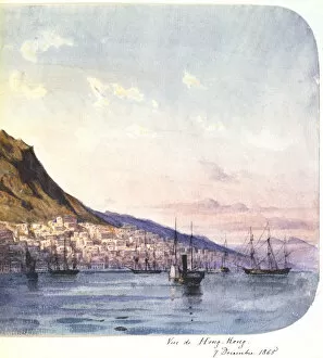 View of Hong Kong, 7 December 1865'. Artist: Jean Henri Zuber