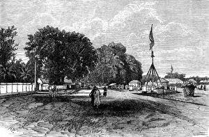 Java Prints: View in front of the house of the Dutch Government Resident