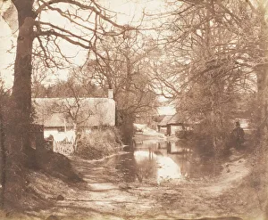 Llewelyn John Dillwyn Prints: [View of a House in the Woods, with a Waterlogged Road], 1853-56
