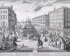 Basket Carrier Prints: The view and humours of Billingsgate, London, 1736. Artist: Arnold Vanhaecken