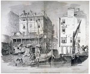 Harley Prints: View of Hungerford Stairs, near the market, Westminster, London, 1822