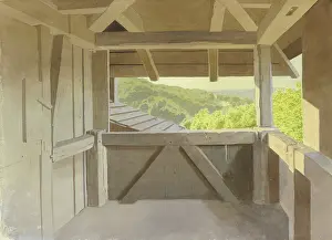 Timber Prints: View from the hunting stand at Wasenmerk near Braunfels over the surrounding wooded landscape