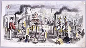 View of Hyde Park that satirises the advent of the steam locomotive, London, c1850