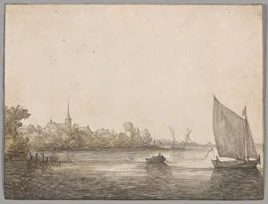 Cuyp Aelbert Prints: View of IJsselmonde Seen Across the New Maas, c.1640. Creator: Aelbert Cuyp
