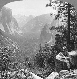 Bridal Veil Falls Gallery: View from Inspiration Point through Yosemite Valley, California, USA, 1902