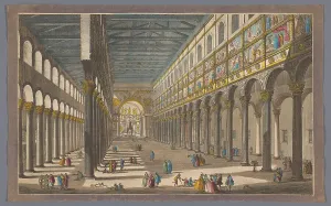 St Pauls Church Prints: View of the interior of the Church of Saint Paul Outside the Walls in Rome