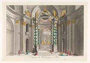 5th Arrondissement Prints: View of interior of Church Val-de-Grâce in Paris, 1745-1775. Creator: Anon