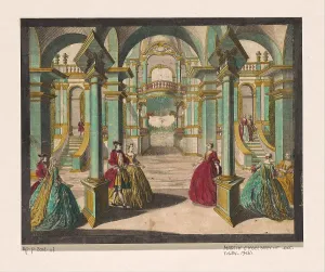 Martin Engelbrecht Prints: View of the interior of a palace