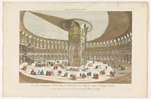 Social Event Prints: View of the interior of the Rotunda in London's Ranelagh Gardens with a group