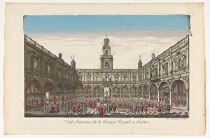 Daumont Jean Francois Prints: View of the interior of the Royal Exchange in London, 1745-1775. Creator: Unknown