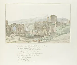 Sicilian Prints: View of interior and stage at Taormina theatre, 1778. Creator: Louis Ducros