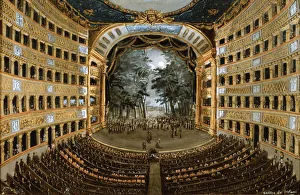 High Angle Prints: View of the interior of the Teatro San Carlo, Naples, 19th century