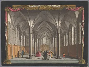 Alderman Boydell Prints: View of the interior of the Temple Church in London, 1750. Creator: Anon