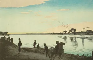 Kiyochika Kobayashi Prints: View of Ishihara Bridge at Okawabata, 1880. Creator: Kobayashi Kiyochika