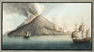 Hand Coloured Engraving Collection: View of the island of Stromboli taken by Monsieur Fabris, 1776
