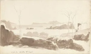 Islands Prints: View of the Islands of Nisida and Capri, probably 1819. Creator: Friedrich Salathe