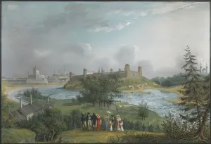 Estland Prints: View of the Ivangorod Fortress. Artist: Hau, Johannes (1771-1838)