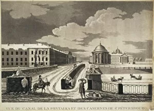 View of Izmailovsky Bridge and Barracks across the Fontanka River, late 18th century