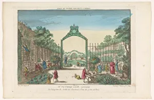 Garden Design Prints: View of the Jardin des Marchands in Paris, 1735-1805. Creator: Unknown