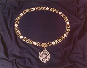 Insignia Collection: View of the jewelled collar worn by the Lord Mayor of London, c1978