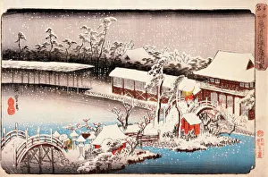 Shintoism Prints: View of Kameido Tenmangu Shrine in Snow, c1832-38. Creator: Ando Hiroshige