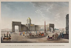 Dubourg Prints: View of the Kazan Square and the Kazan Cathedral in St. Petersburg, 1813-1816