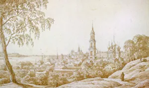 Russian Orthodox Prints: View of Kostroma, Russia, 1838. Artist: Nikandor Grigorievich Chernetsov