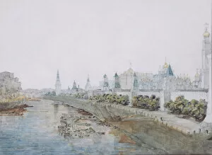 Moskva River Gallery: View of the Kremlin from the Moskvoretsky Bridge, 1851