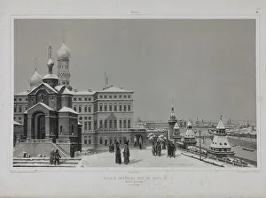 1846 Prints: View from the Kremlin Winter Palace and the Church of Our Saviour in the Woods (Spas na Boru) across