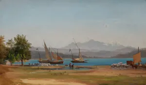 Felucca Prints: View from La Spezia, 1846. Creator: Joseph Magnus Stäck