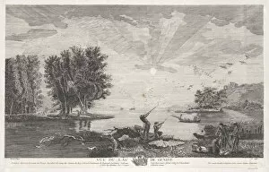 Waterfowl Collection: View of Lake Geneva, ca. 1750-1800. Creator: Giavaranni