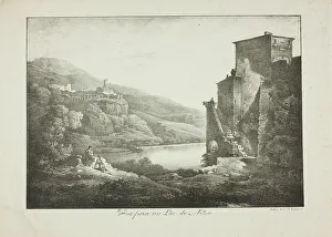 Charles Philibert De Lasteyrie Prints: View of Lake Nemi, c. 1820. Creator: Charles-Philibert de Lasteyrie