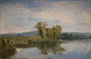 Millboard Prints: A View of Lake Vejl near Silkeborg, Jutland, 1843. Creator: Dankvart Dreyer