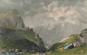 T Allom Gallery: View from Langdale Pikes, Looking Towards Bowfell, Westmorland, 1835. Artist: William Kelsall