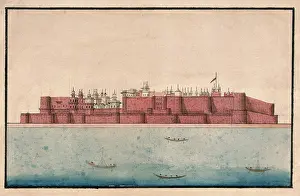 Neighbourhood Prints: The back view of a large palace or mahal, (between 1800 and 1899?). Creator: Unknown