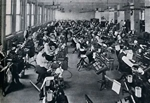 Composing Prints: A View of the Largest Battery of Composing Machines in the World, 1916