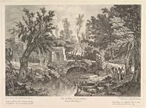 Washerwoman Collection: View of the Lavandieres Bridge at the Peasant House, mid-18th century