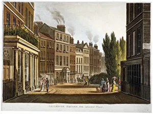 View of Leicester Square from Leicester Place with figures, London, c1815