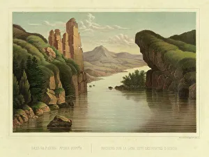 View of the Lena River at Ursk Gate, 1856. Creator: Ivan Dem'ianovich Bulychev