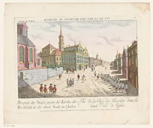 Imperial Franciscan Academy Prints: View of Les Recollets in Quebec, 1755-1779. Creator: Franz Xavier Habermann