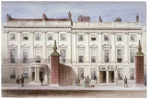 View in Lincolns Inn Fields showing Lindsey House, Holborn, London, c1835. Artist