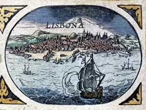 Guillaume Prints: View of Lisbon and the Tagus River, engraving in Le Theatre du Monde or Nouvel Atlas, 1645