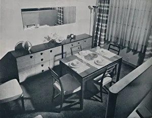 View in the living-dining room designed by Gilbert Rohde, 1936 View in the living-dining room designed by Gilbert Rohde, 1936