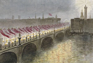Alexandra Princess Of Denmark Collection: View of London Bridge on the night of the arrival of the Princess Alexandra of Denmark